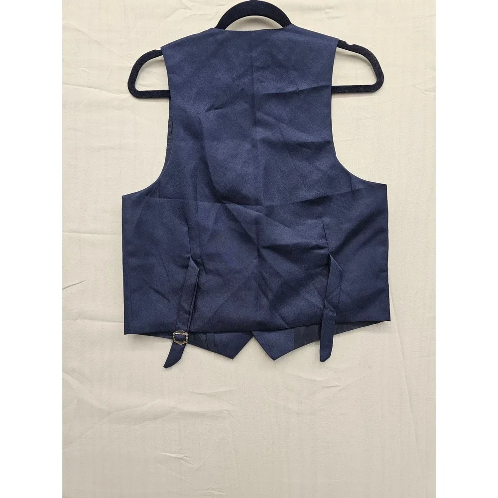 Mens‎ Navy Blue Formal Suit Vest Four Button Adjustable Back Waistcoat Pocket